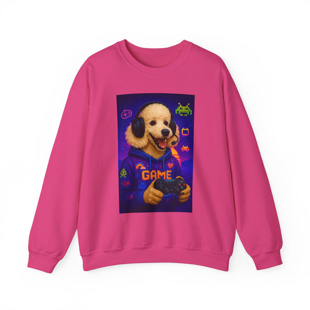 Gamer Dog Sweatshirt, Unisex Crewneck, Cute Gaming Apparel, Gift for Pet Lovers, Funny Sweatshirt, Cozy Gaming Clothing