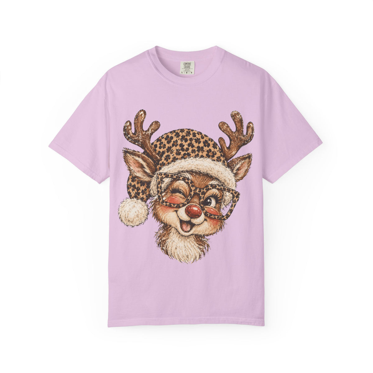 Leopard Reindeer Christmas Shirt, Retro Reindeer Tee, Cheetah Print Holiday Shirt, Cute Christmas T-Shirt, Reindeer Gift for Her