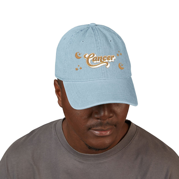'Cancer' Denim Embroidered Cap