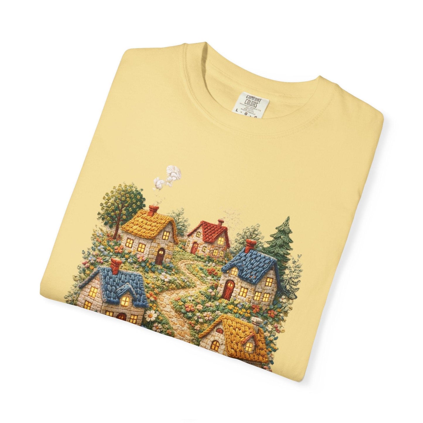 Cottage Garden Path T-shirt | Floral Village Illustration