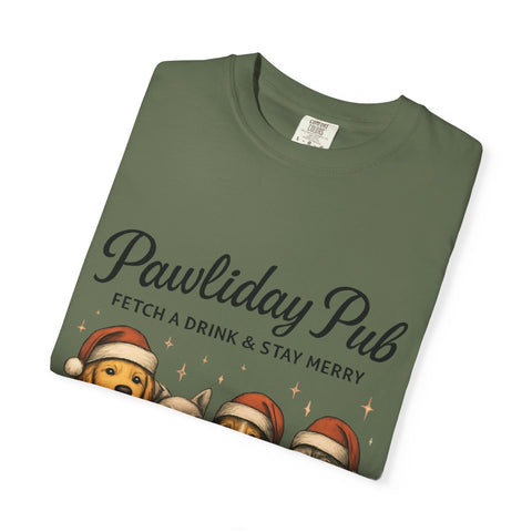 Pawdility Pub Holiday T-Shirt, Dog Lover Gift, Festive Pet Apparel, Cute Animal Tee, Merry Christmas Shirt, Pet-Themed Tee