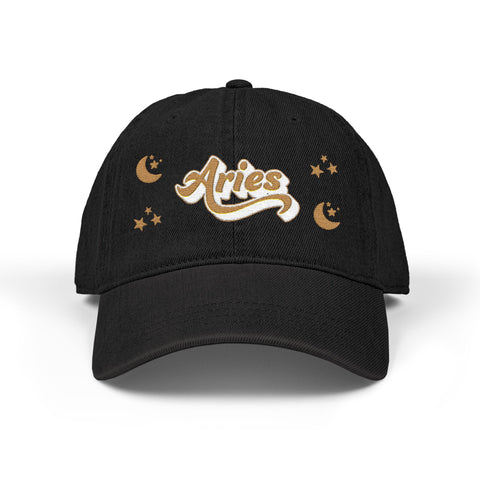 'Aries' Denim Embroidered Cap