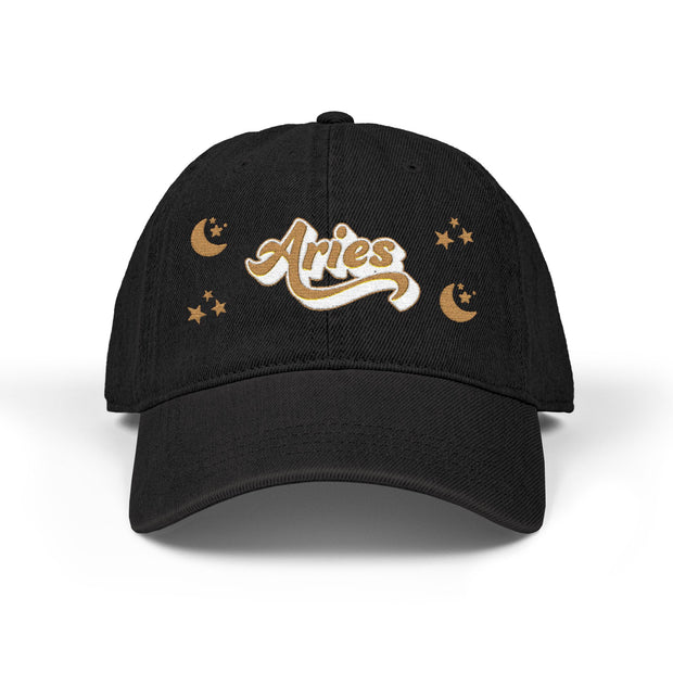 'Aries' Denim Embroidered Cap