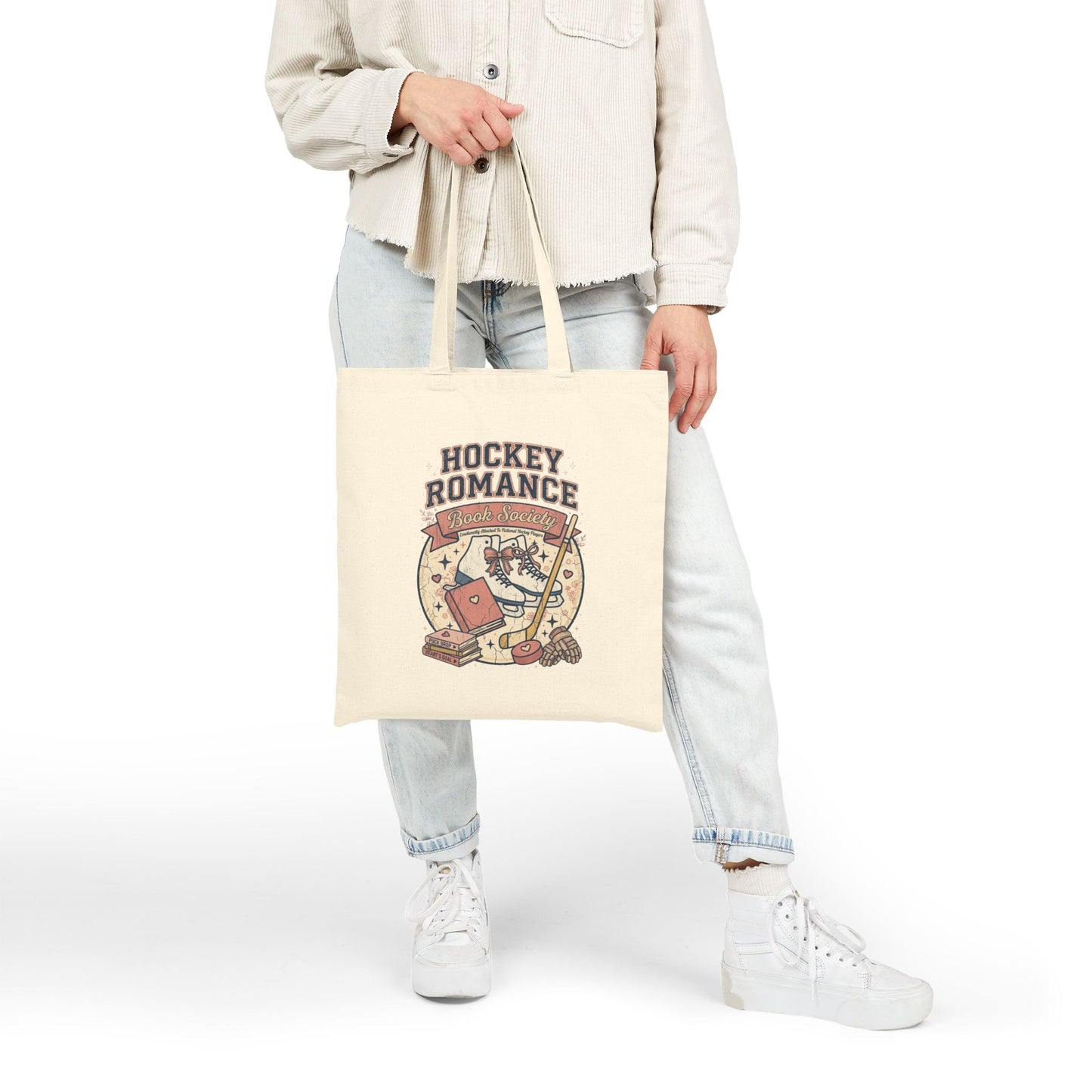 Hockey Romance Tote Bag, Booktok Romance Reader Bag, Cozy Hockey Book Girly Gift, Book Lover Tote