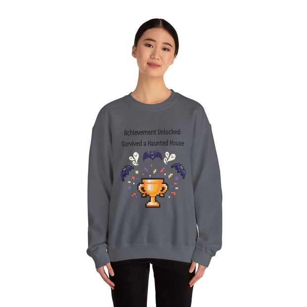 'Achievement Unlocked: Survived A Haunted House' Unisex Crewneck Sweatshirt