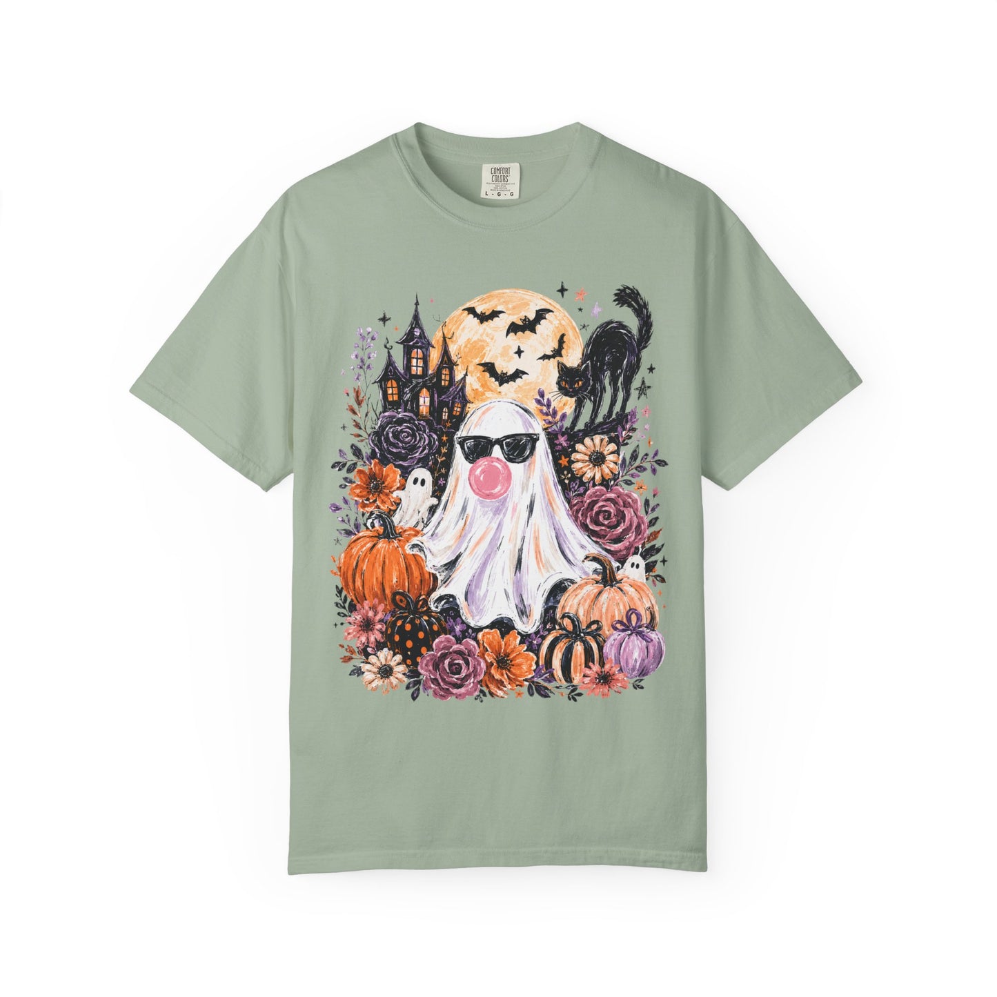 Cute Sunglasses Ghost Halloween T-shirt | Pumpkin, Black Cat, Haunted House
