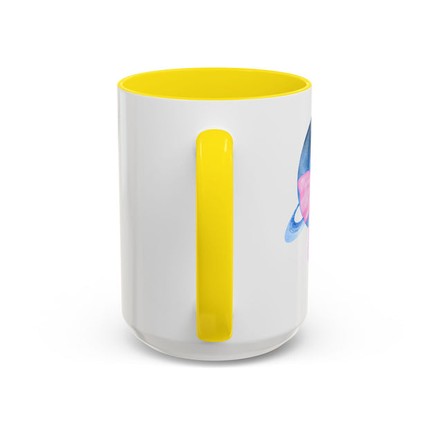 Blue Saturn Wrapped In A Pink Bow Accent Coffee Mug