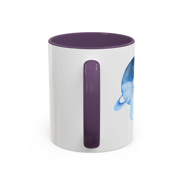 Blue Saturn Wrapped In A Blue Bow Accent Coffee Mug