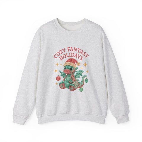 Cozy Fantasy Holidays Sweatshirt, Cute Dragon Gift, Unisex Holiday Apparel, Warm Crewneck Sweater, Casual Winter Outfit