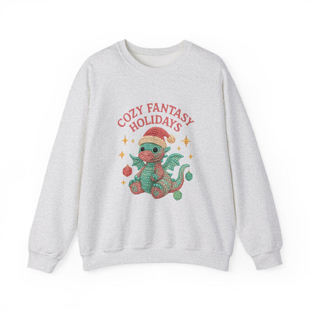 Cozy Fantasy Holidays Sweatshirt, Cute Dragon Gift, Unisex Holiday Apparel, Warm Crewneck Sweater, Casual Winter Outfit