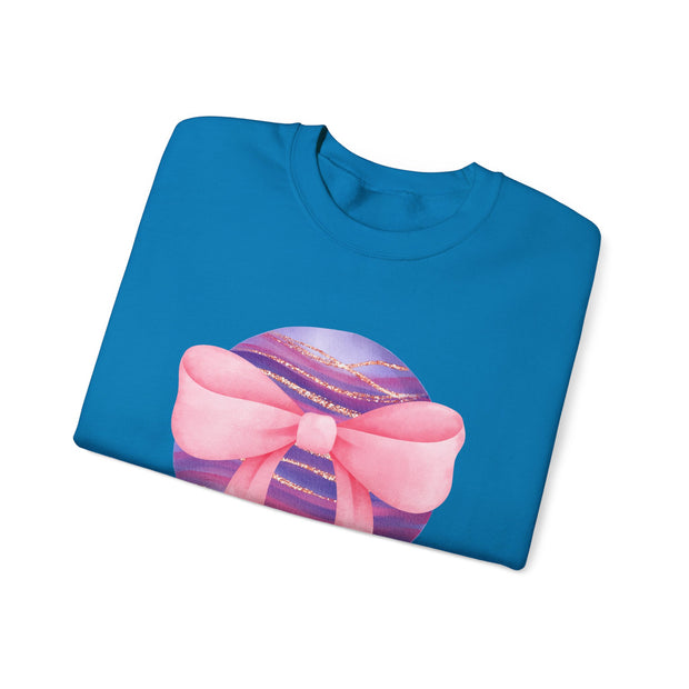 Pink/Purple Planet Wrapped In A Bow Crewneck Sweatshirt