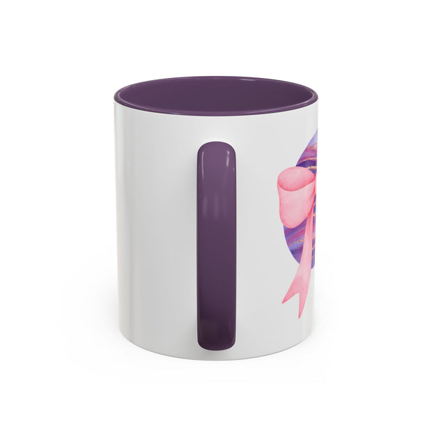 Pink/Purple Planet Wrapped In A Bow Accent Coffee Mug