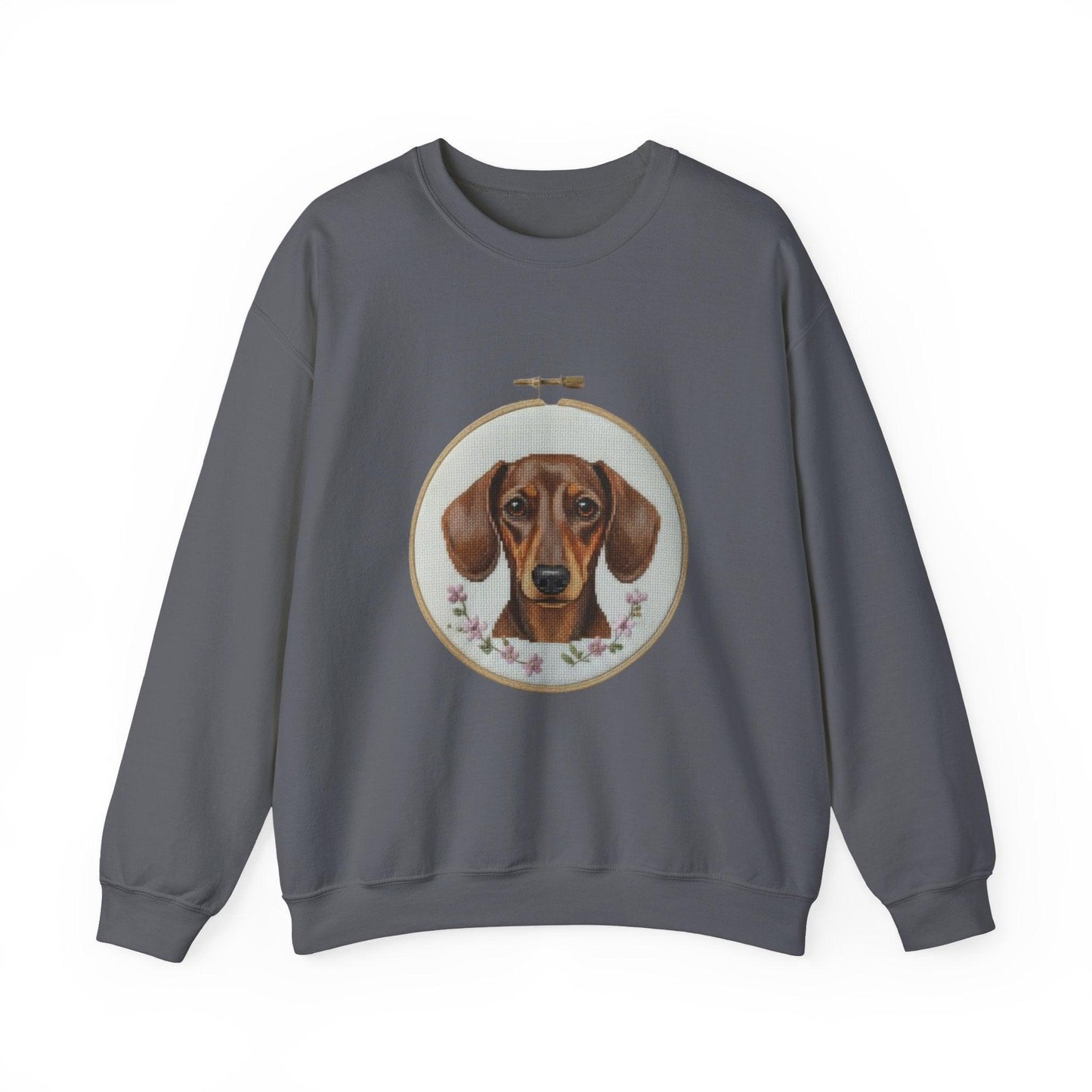Dachshund Portrait Sweatshirt | Embroidery Hoop Dog Art, Cute Wiener Dog