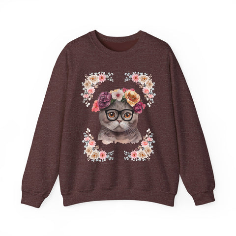 Geeky Goddess Dark Gray Cat Unisex Crewneck Sweatshirt