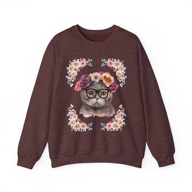Geeky Goddess Dark Gray Cat Unisex Crewneck Sweatshirt