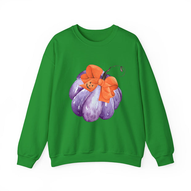 Purple Pumpkin Wrapped In A Bow Unisex Crewneck Sweatshirt