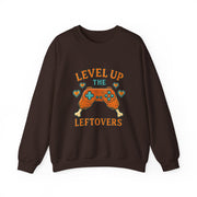 Funny Gamer Sweatshirt, Level Up Leftovers Crewneck, Gifts for Gamers, Casual Wear, Thanksgiving Sweatshirt, Cute Holiday Apparel
