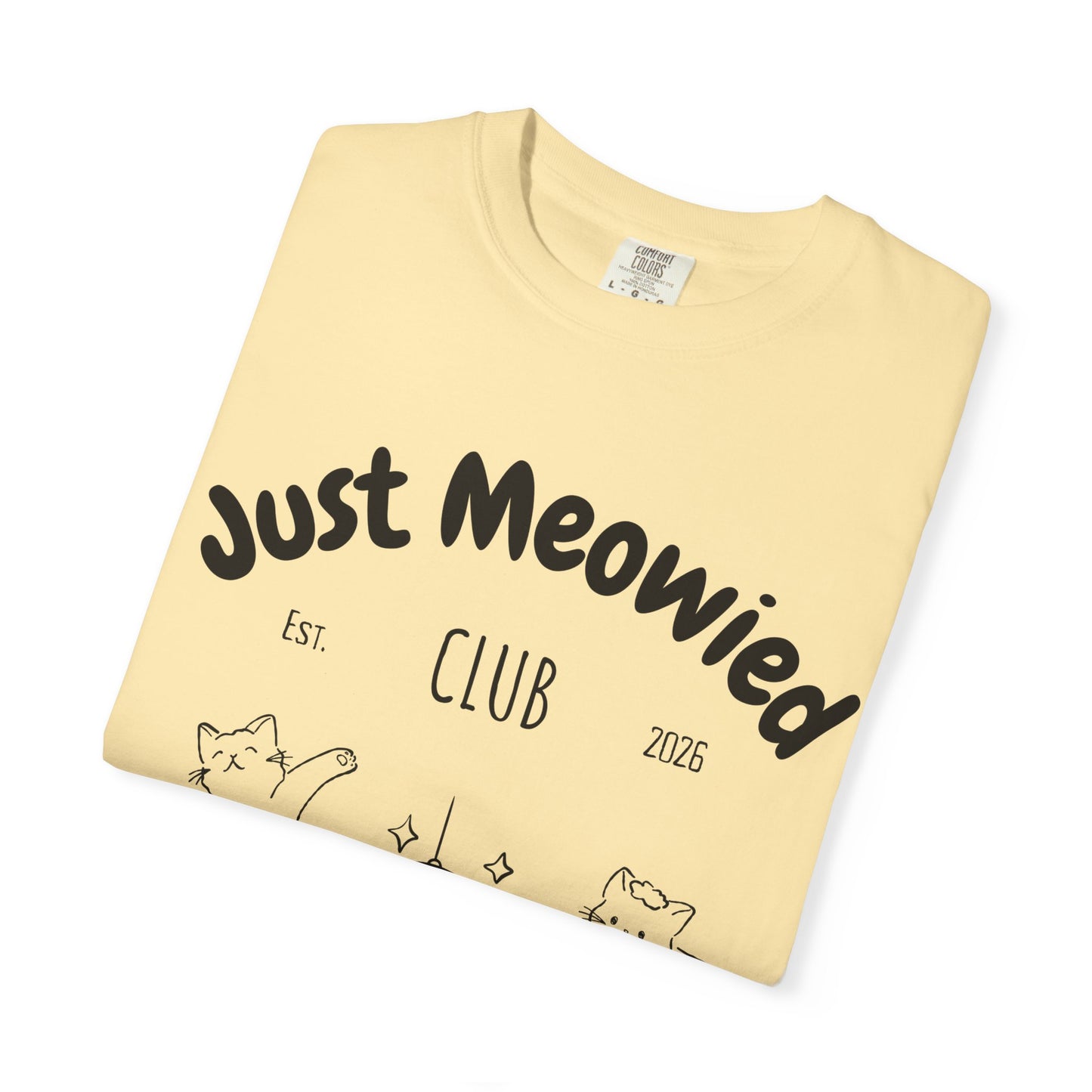 Just Married Cat Wedding Shirt Newlywed Couple Matching T-Shirt Comfort Colors Mr And Mrs Tee Just Meowied Honeymoon Gift For Bride Groom