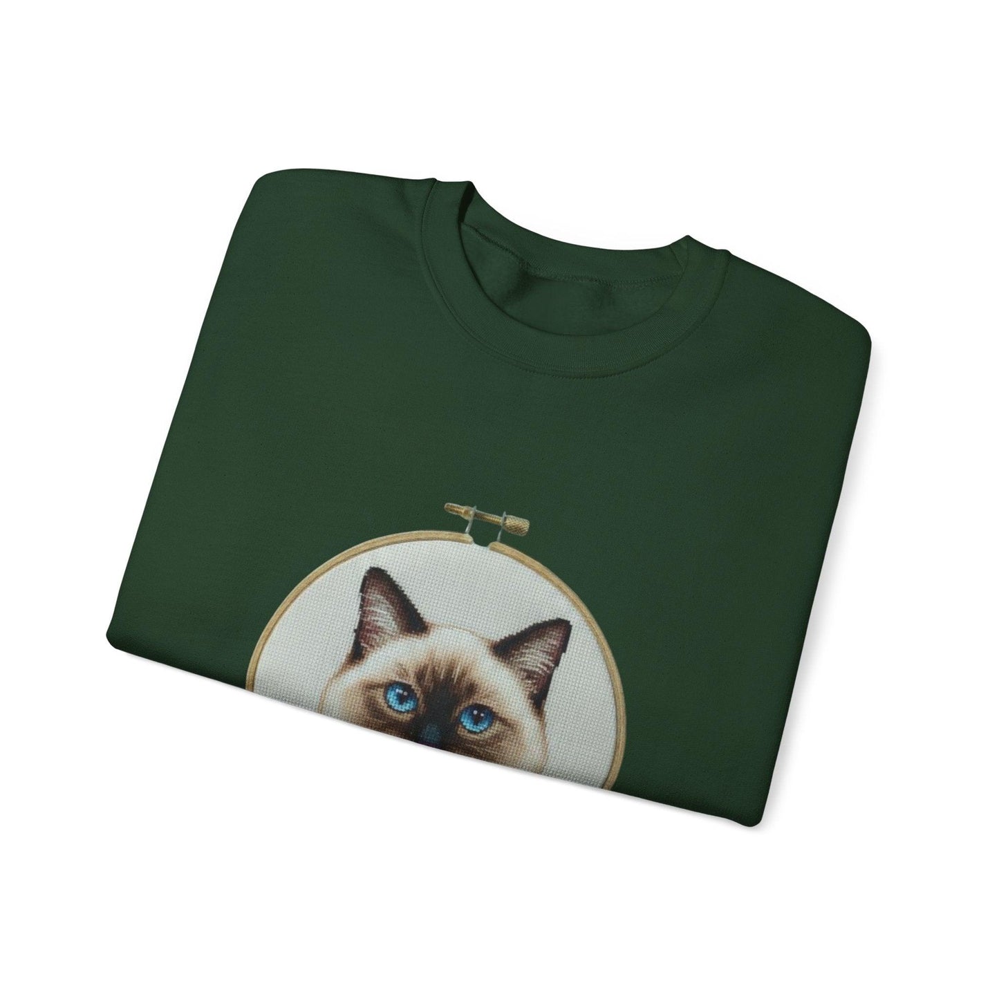 Siamese Cat Portrait Sweatshirt | Embroidery Hoop Floral Frame