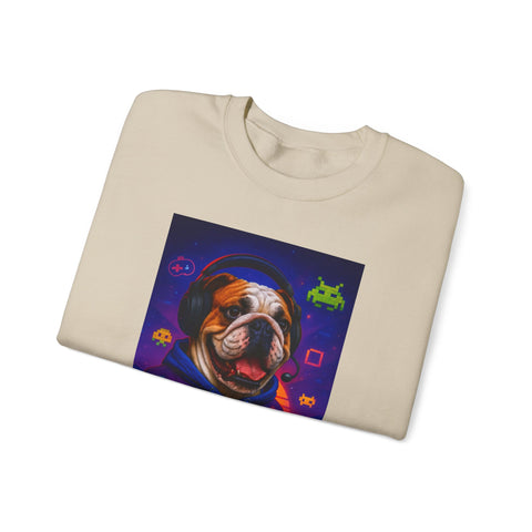 Gaming Dog Crewneck Sweatshirt, Cozy Gamer Gift, Unisex Sweatshirt, Video Game Lover Apparel, Fun Dog Design Sweatshirt