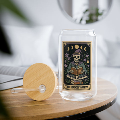'The Bookworm' Tarot Card Sipper Glass