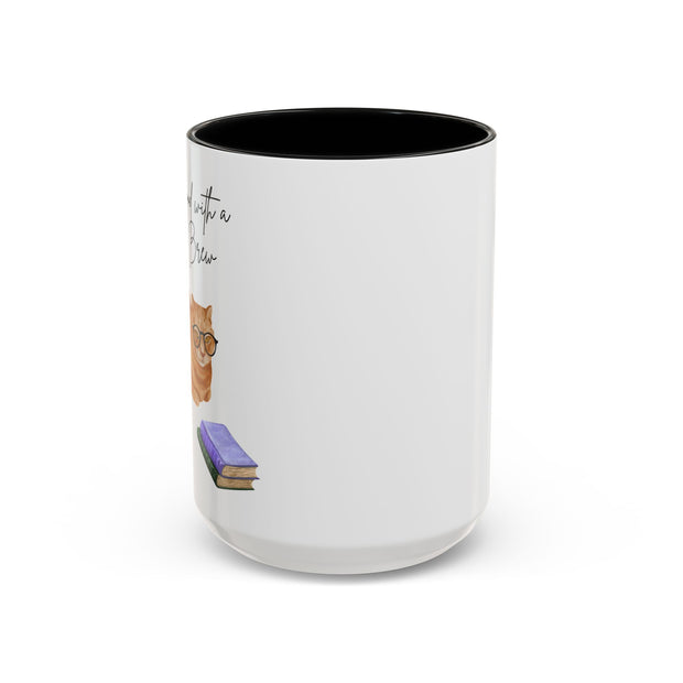 'Feline Good With A Book & Brew' Accent Coffee Mug