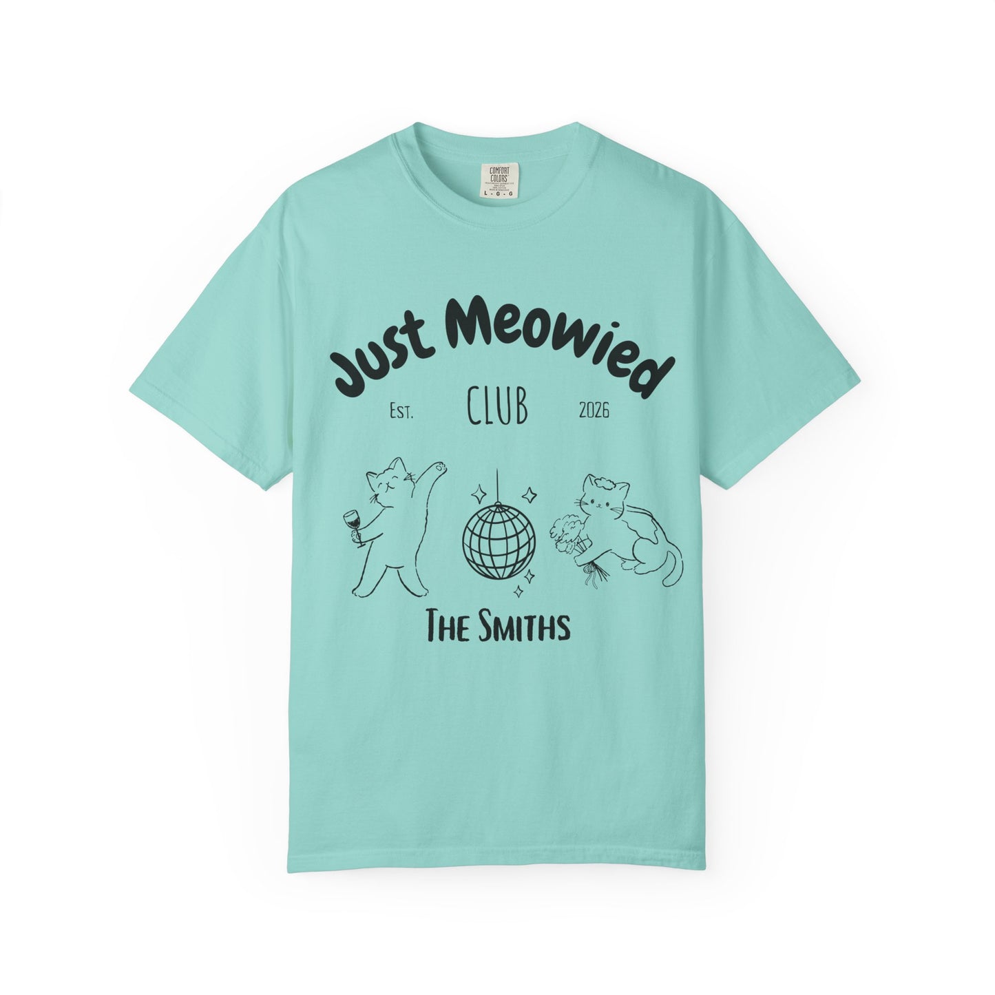 Just Married Cat Wedding Shirt Newlywed Couple Matching T-Shirt Comfort Colors Mr And Mrs Tee Just Meowied Honeymoon Gift For Bride Groom