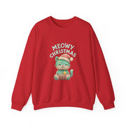 Meowy Christmas Sweatshirt, Cozy Cat Crewneck, Cat Lover Gift, Holiday Apparel, Winter Fashion