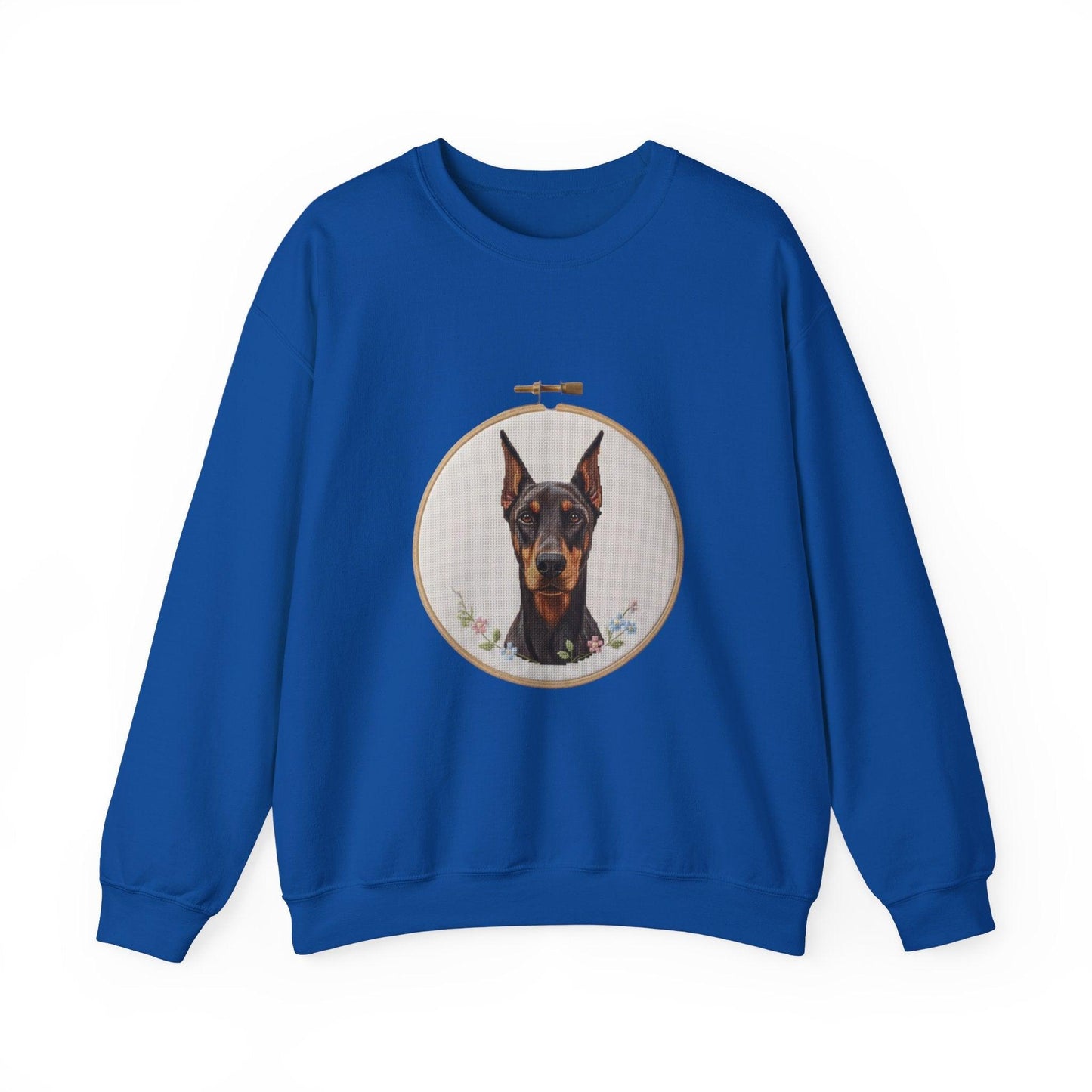Doberman Portrait Embroidery Hoop Sweatshirt | Dog Face Crewneck