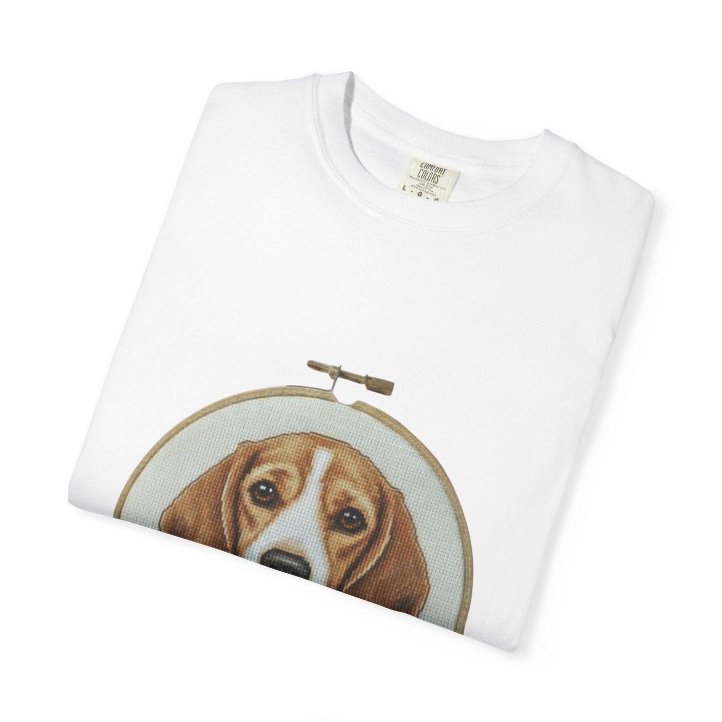 Beagle Portrait Embroidery Hoop T-shirt | Dog Art Tee