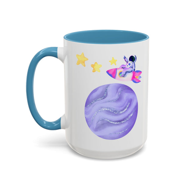Astronaut Taking Off In Space Accent Coffee Mug