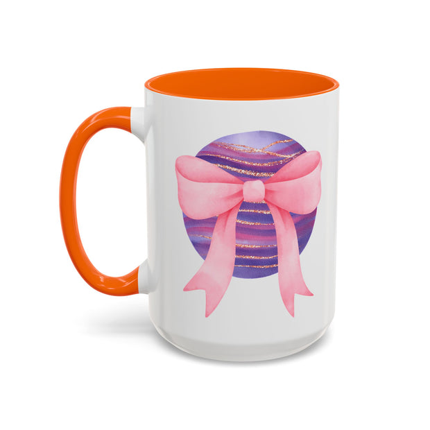 Pink/Purple Planet Wrapped In A Bow Accent Coffee Mug