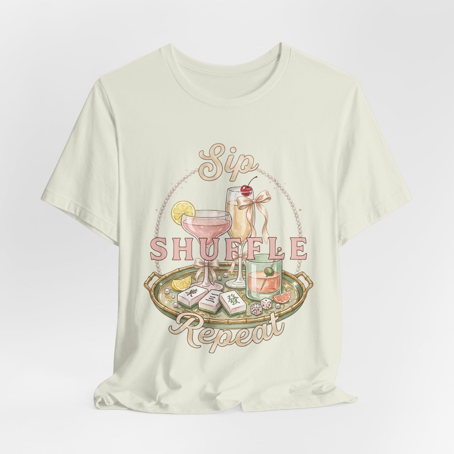 Sip Shuffle Repeat Shirt, Mahjong Social Club Tee, Pastel Girls Night Graphic Shirt, Mahjong Lover Gift