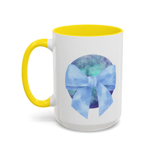 Blue/Green Planet Wrapped In A Bow Accent Coffee Mug