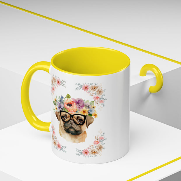 Geeky Goddess Pug Accent Coffee Mug