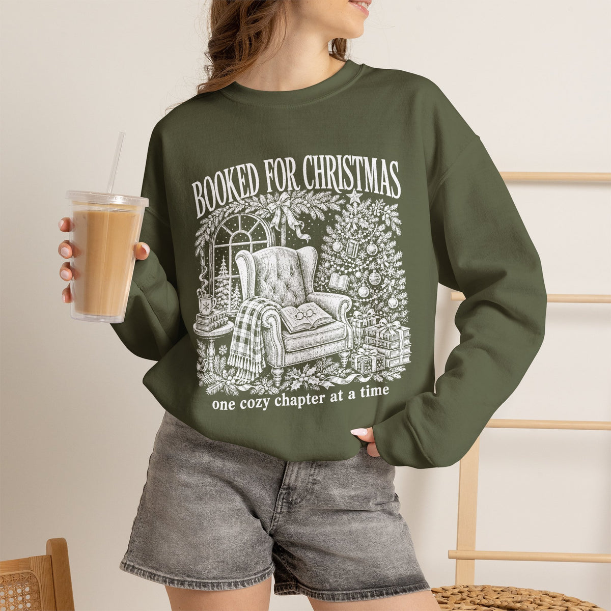 Booked for Christmas Sweatshirt, Book Lover Christmas Crewneck, Cozy Reader Sweater, Bookish Holiday Shirt, BookTok Christmas Gift