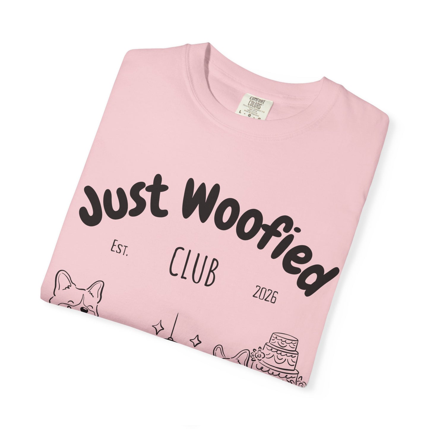 Just Married Dog Wedding Shirt Newlywed Couple Matching T-Shirt Comfort Colors Mr And Mrs Tee Just Woofied Honeymoon Gift For Bride Groom