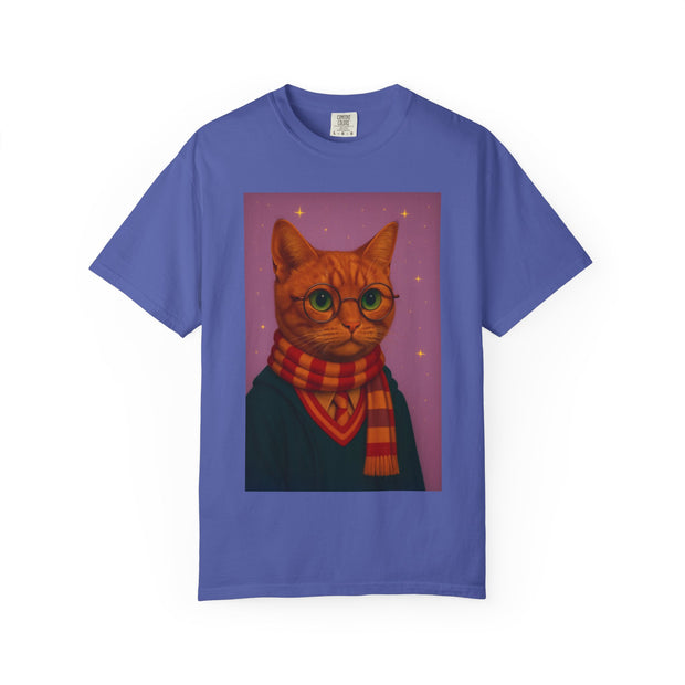 Pawgwarts Orange Cat Wizard T-Shirt