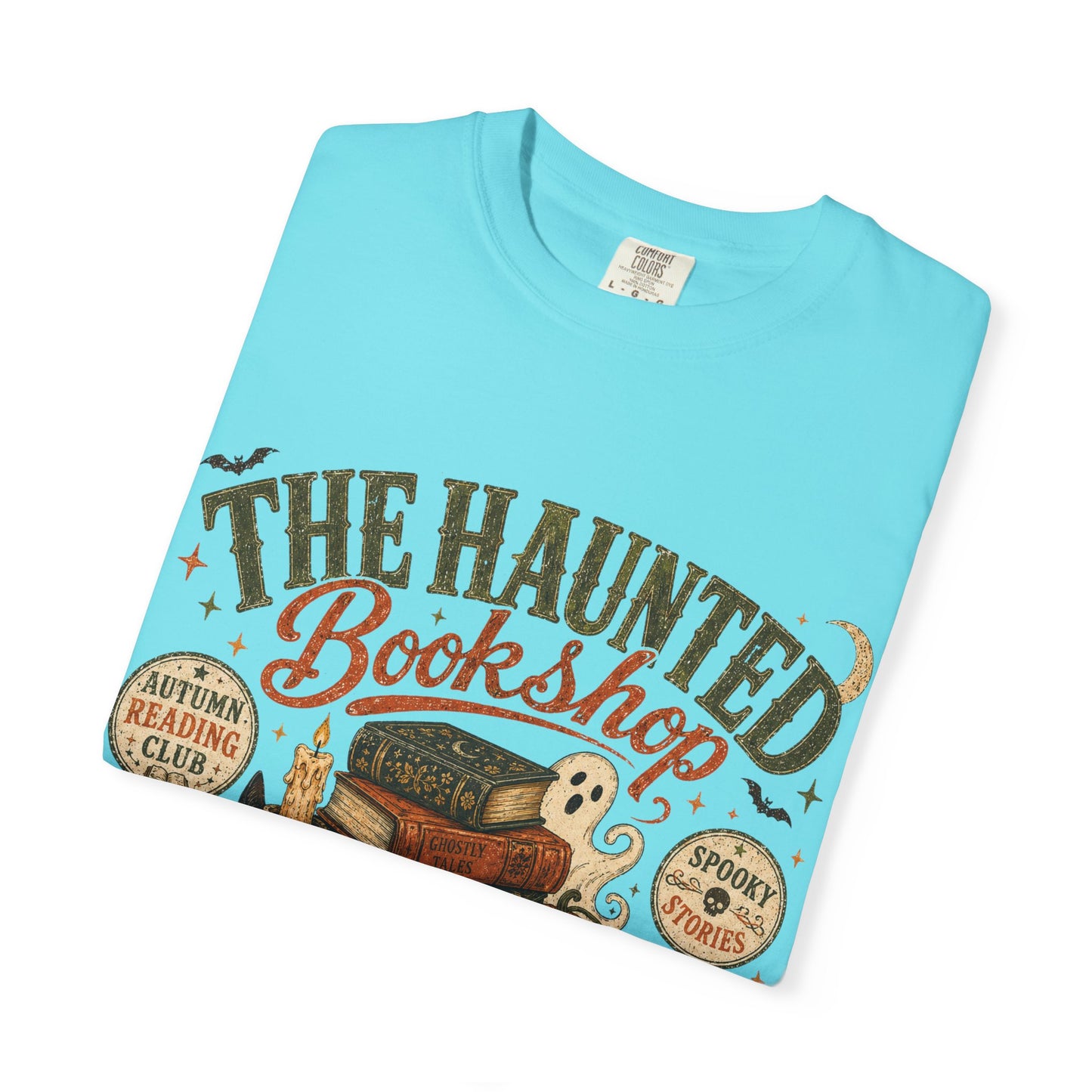 The Haunted Bookshop T-Shirt, Spooky Book Lover Shirt, Cozy Autumn Reading Tee, Halloween Bookstore Graphic, BookTok Reader Gift