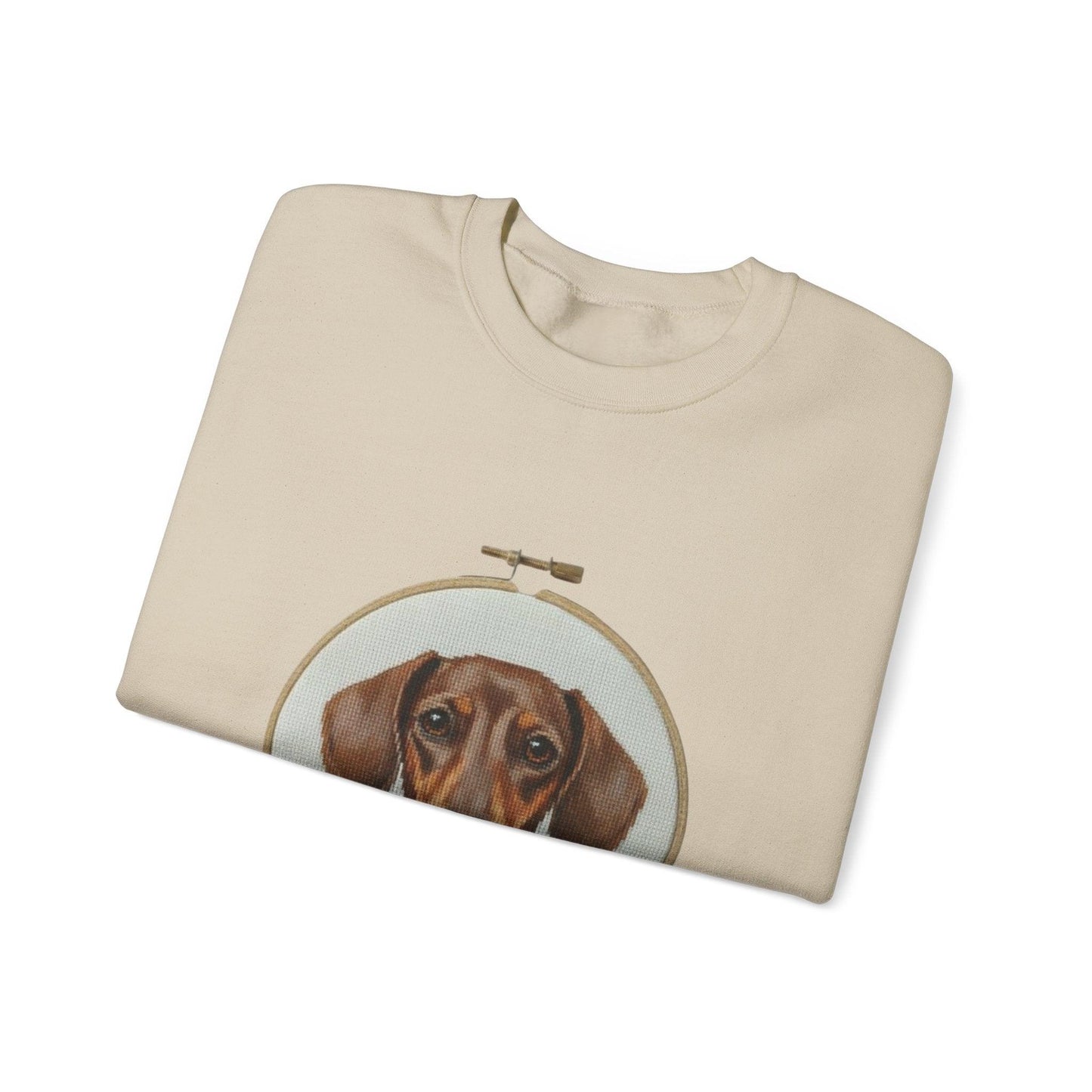 Dachshund Portrait Sweatshirt | Embroidery Hoop Dog Art, Cute Wiener Dog