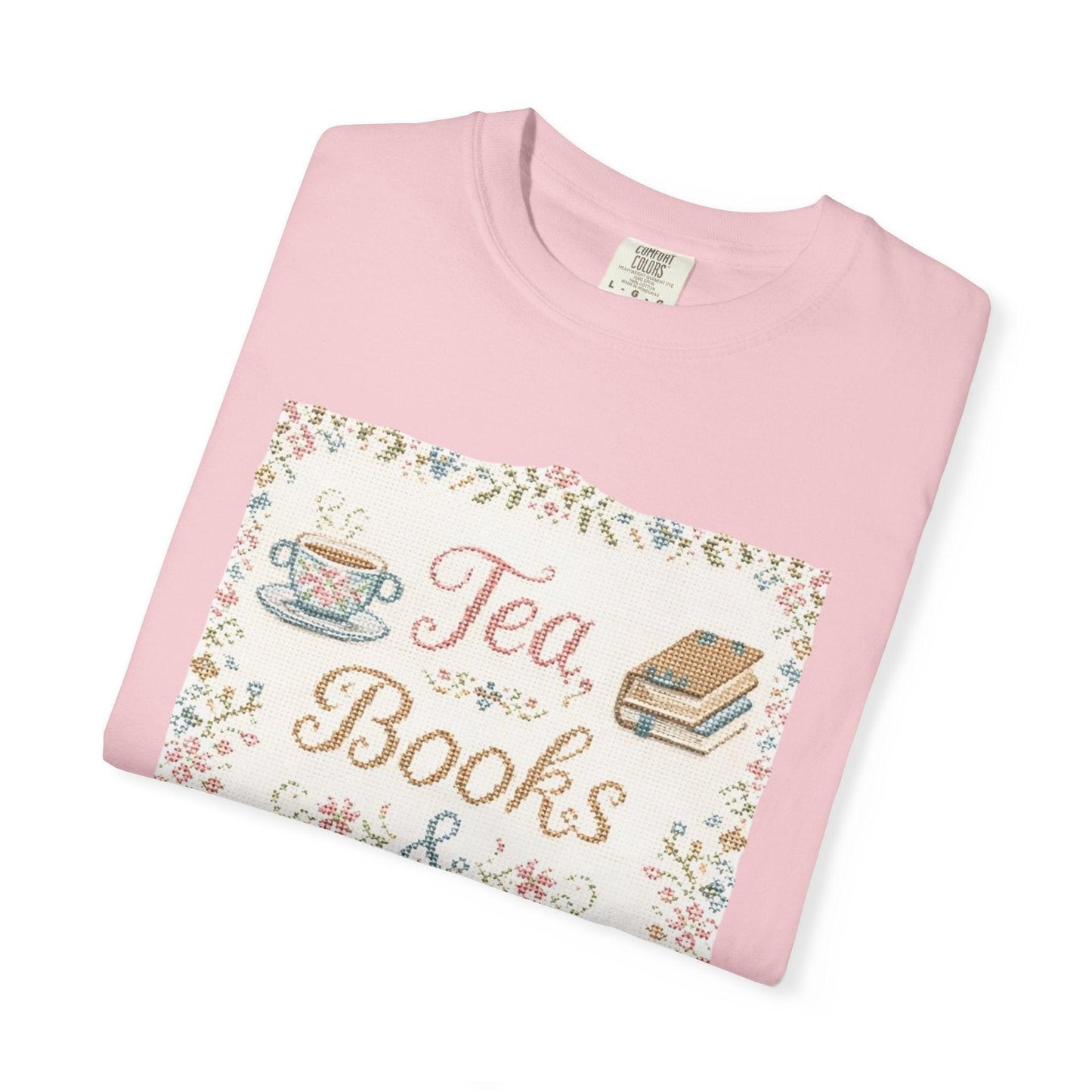 Tea Books & Stitching T-shirt | Reading, Sewing, Cozy Hobby Design