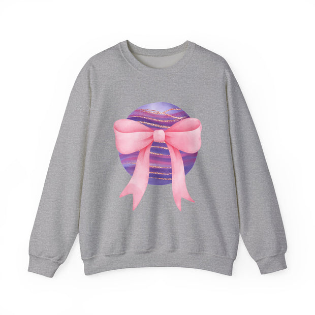 Pink/Purple Planet Wrapped In A Bow Crewneck Sweatshirt