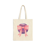Pink/Purple Wrapped In A Bow Cotton Canvas Tote Bag