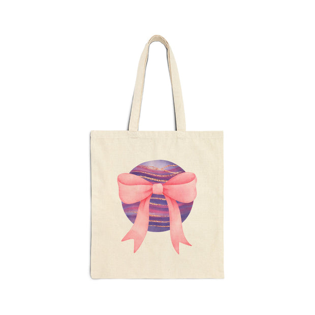 Pink/Purple Wrapped In A Bow Cotton Canvas Tote Bag