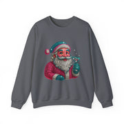 Retro Santa Holding Martini Sweatshirt | Vintage Christmas Crewneck