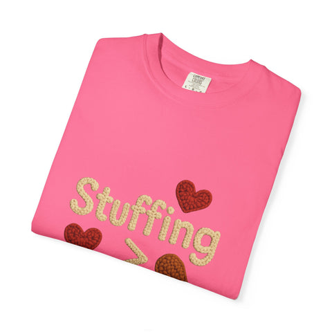 Funny Thanksgiving T-Shirt, Unisex Humor Shirt, Stuffing Over Feelings Tee, Holiday Casual Top, Gift for Foodies, Fall Apparel