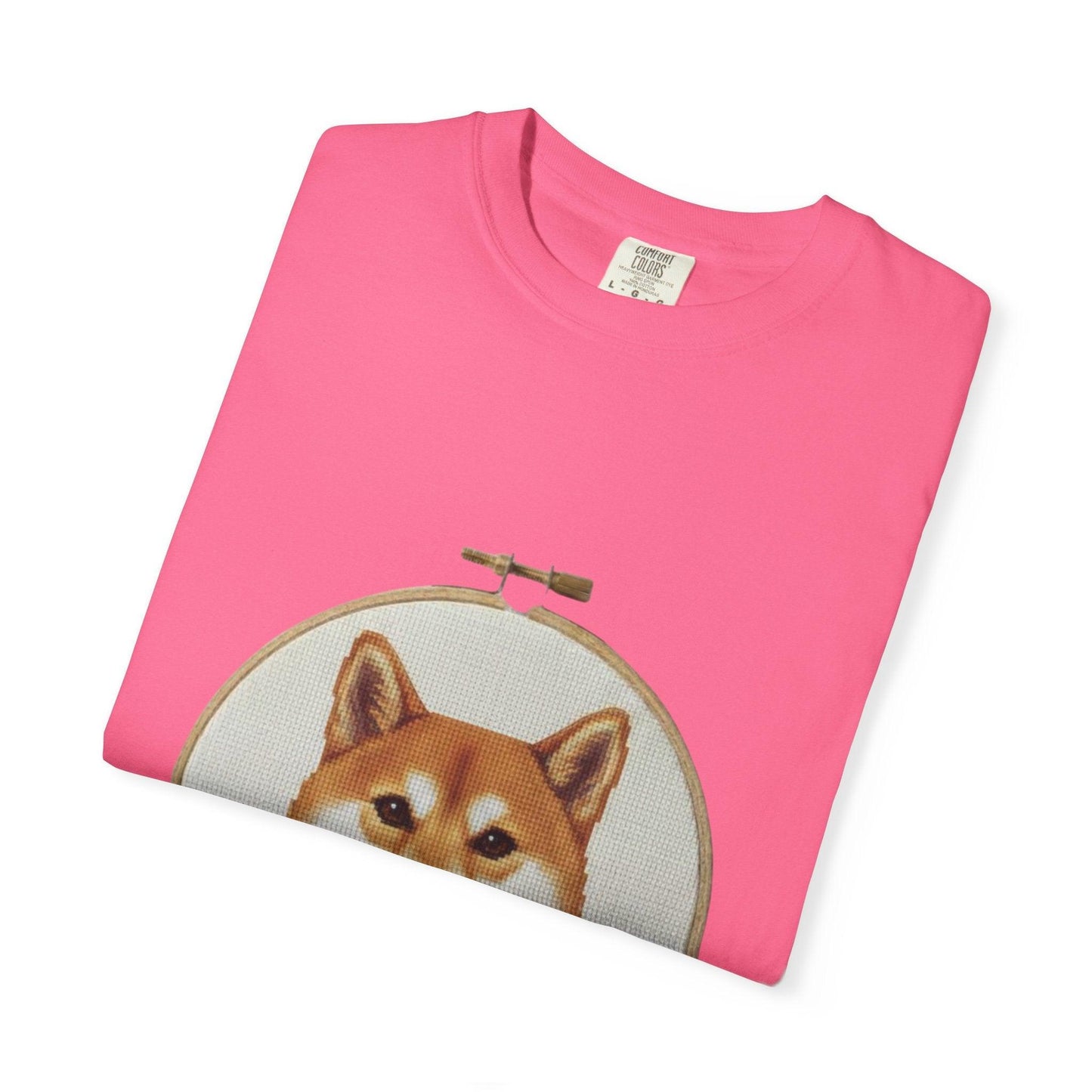 Shiba Inu Embroidery Hoop T-shirt | Dog Portrait Floral