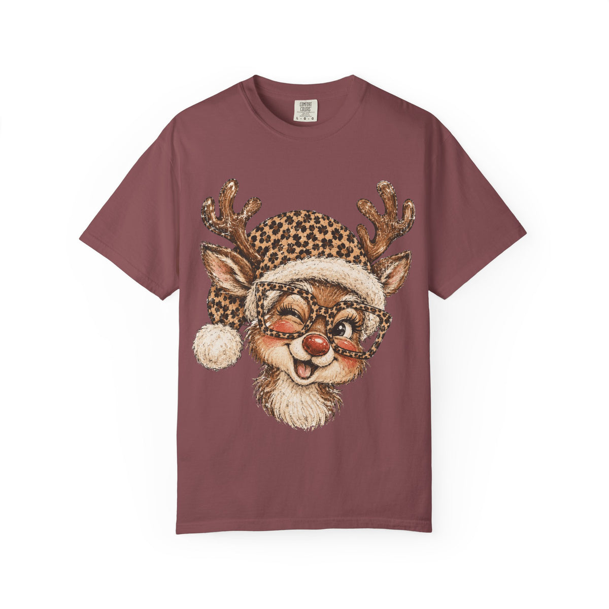 Leopard Reindeer Christmas Shirt, Retro Reindeer Tee, Cheetah Print Holiday Shirt, Cute Christmas T-Shirt, Reindeer Gift for Her