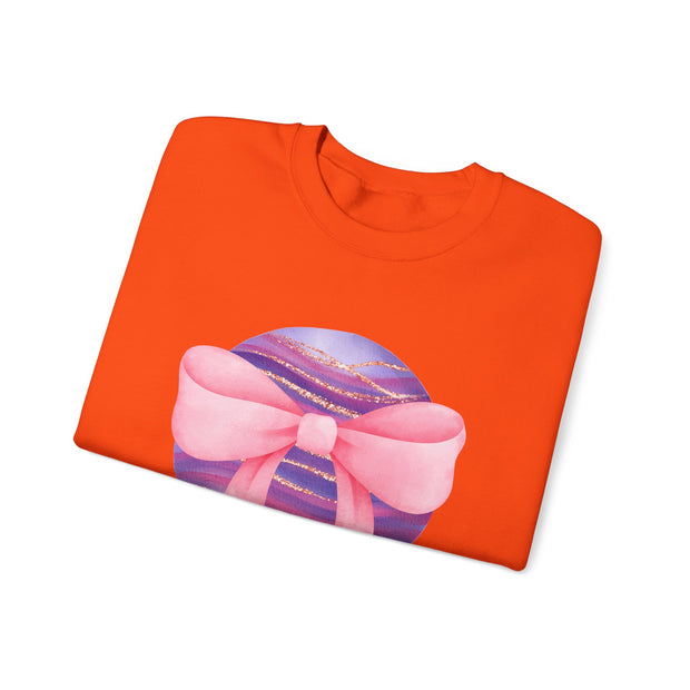 Pink/Purple Planet Wrapped In A Bow Crewneck Sweatshirt