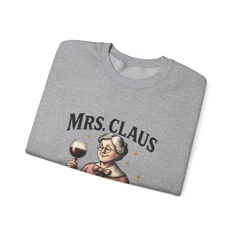 Mrs. Claus Wine Club Sweatshirt - Cozy Gift for Wine Lovers, Holiday Apparel, Funny Christmas Sweatshirt, Sip Happens Fashion